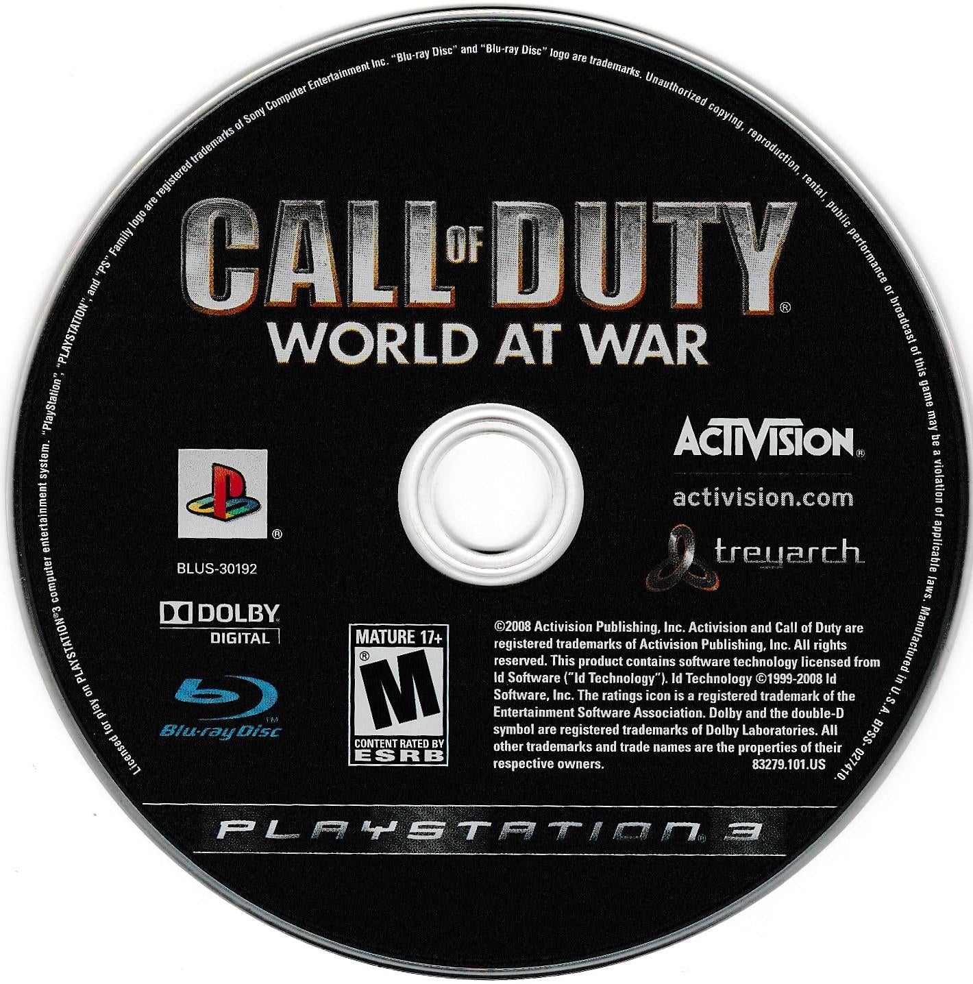 Call of Duty World at War PlayStation 3 solo CD PAL EUR - Estado básico