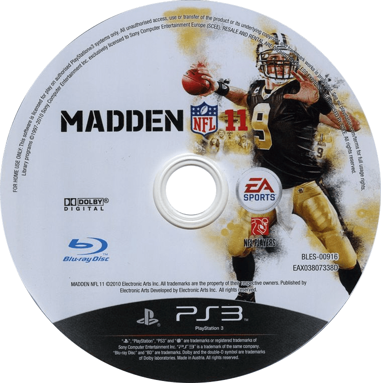 Madden 11 PlayStation 3 solo CD PAL EUR - Estado básico