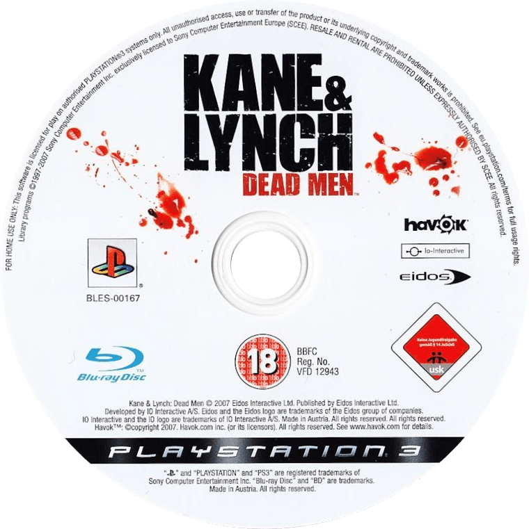 Kane&Lynch Dead Men PlayStation 3 solo CD PAL EUR - Estado básico