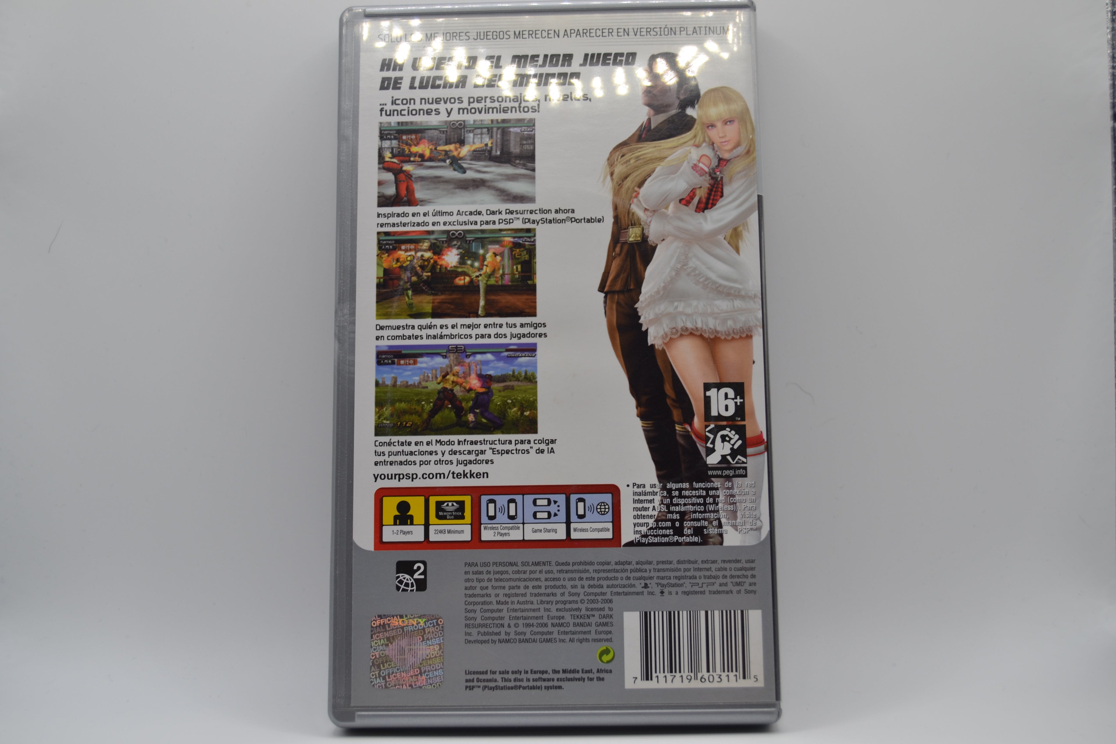 Tekken Dark Resurrection Platinum PlayStation Portable completo PAL ESP - Estado cuidado