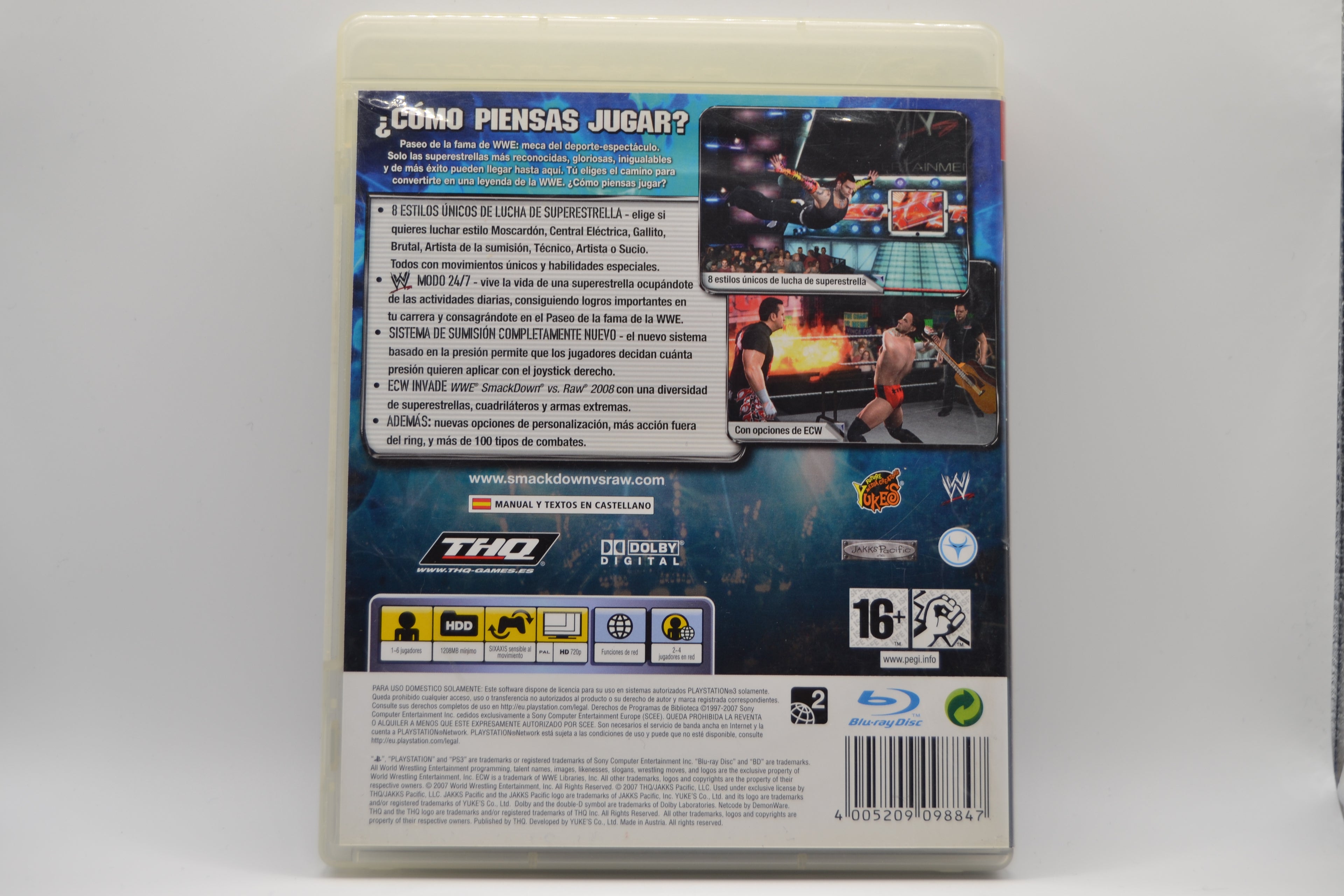 Smackdown Vs Raw 2008 [PlayStation 3] Completo - Estado básico