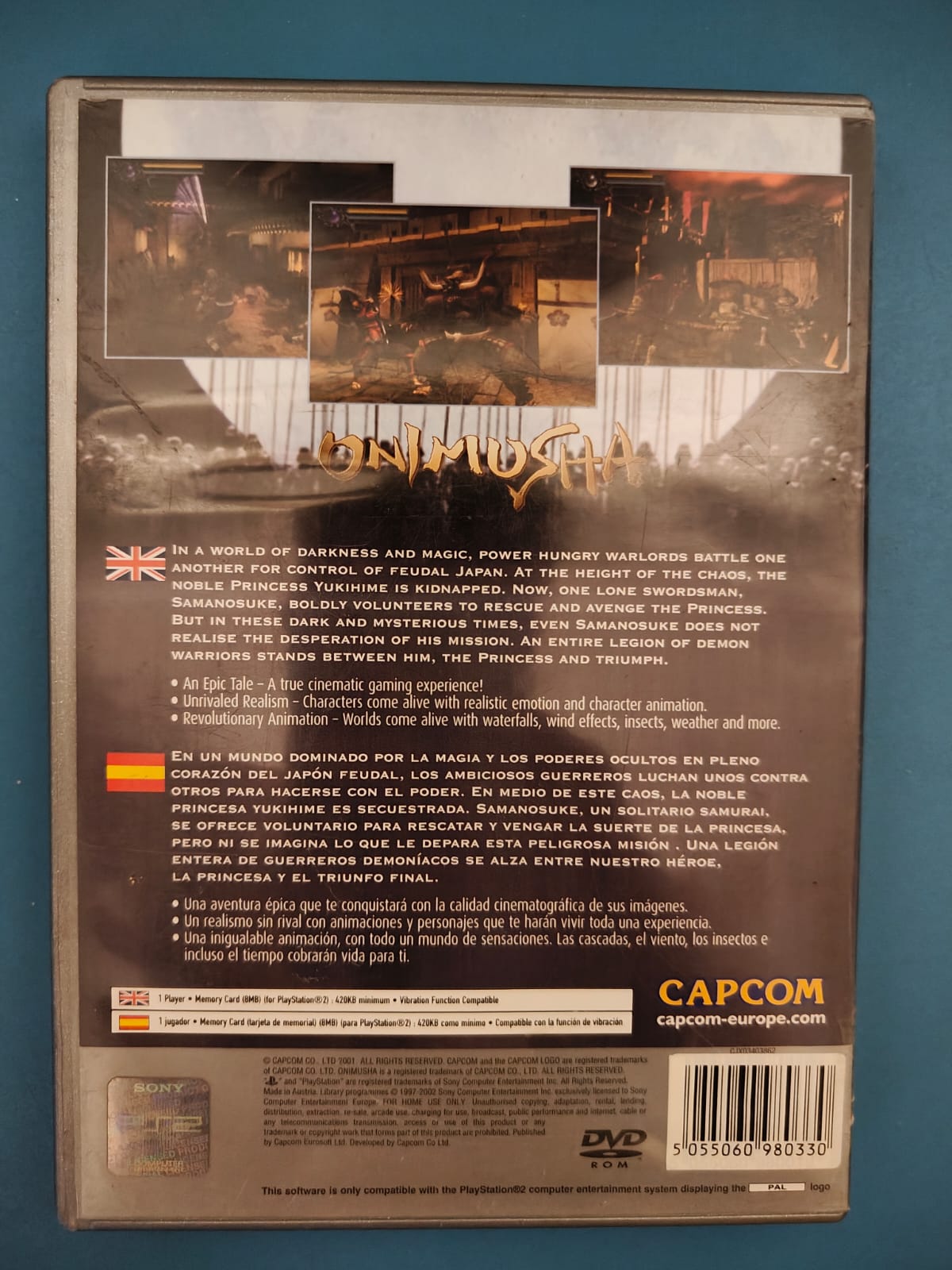 Onimusha Warlords PlayStation 2 juego + caja PAL ESP - Estado cuidado