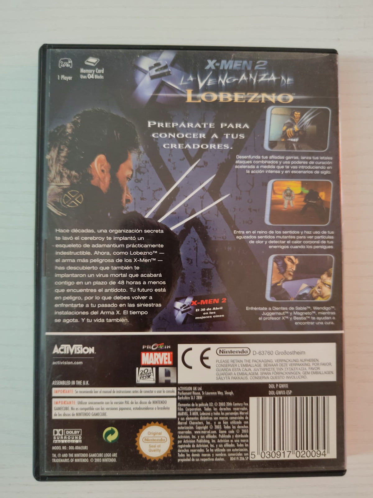 X-Men 2: La Venganza de Lobezno GameCube completo PAL ESP - Estado cuidado