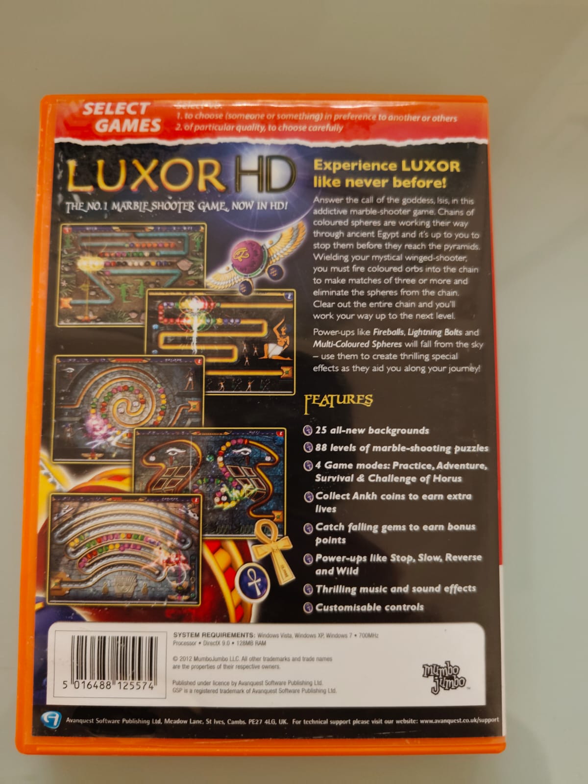 Luxor HD PC juego + caja versión UK - Estado cuidado