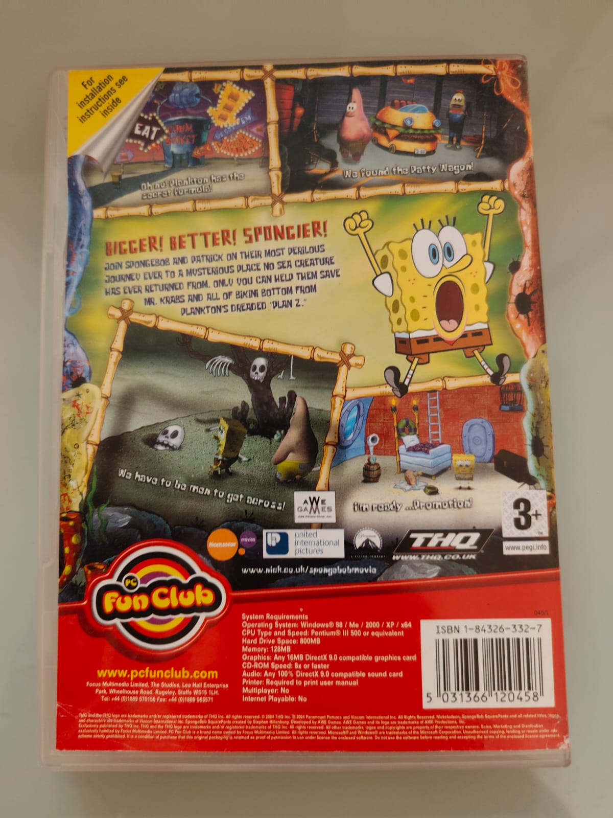 SpongeBob SquarePants: The Movie Fun Club PC juego + caja versión UK - Estado básico