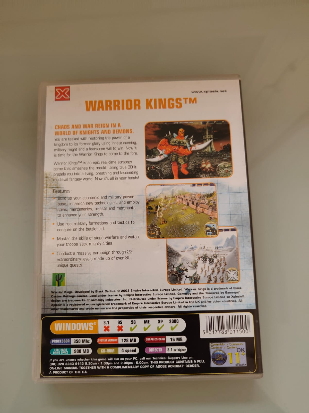 Warrior Kings Xplosiv PC juego + caja versión UK - Estado cuidado