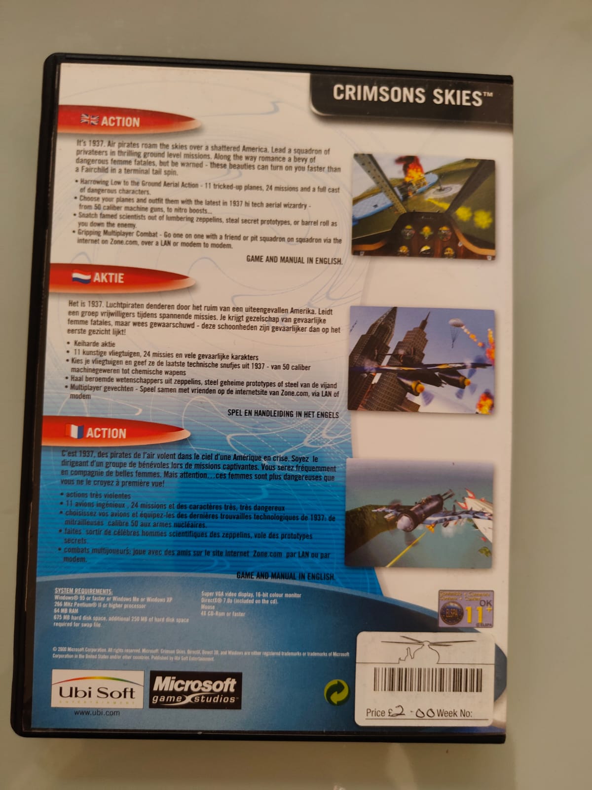 Crimson Skies Ubisoft Exclusive PC juego + caja versión UK - Estado cuidado