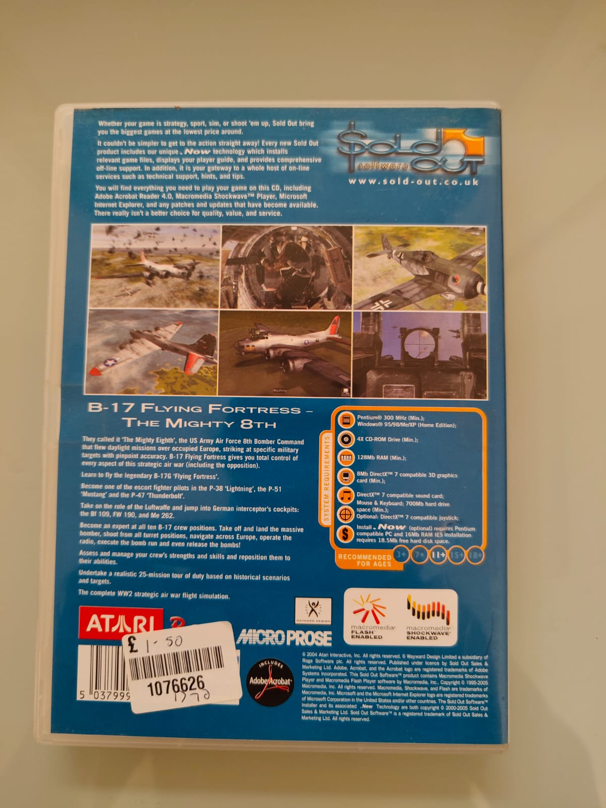 B-17 Flying Fortress: The Mighty 8th SOLD OUT PC juego + caja versión UK - Estado excelente
