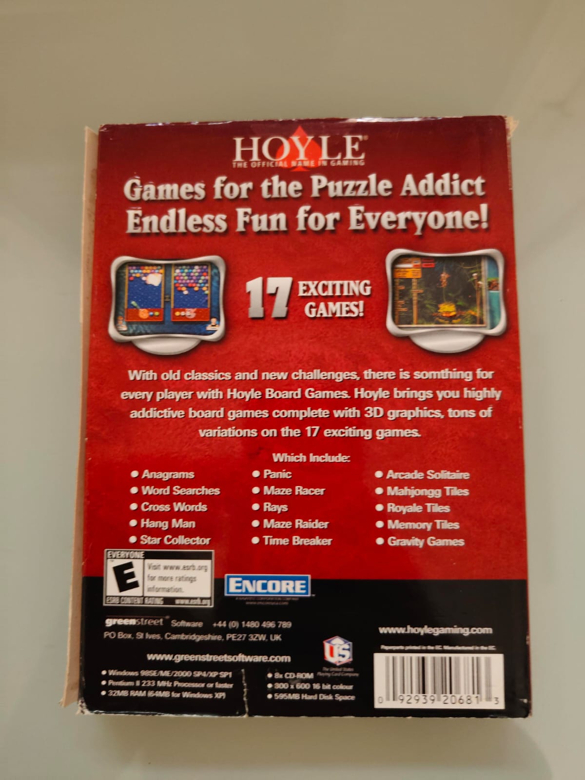 Hoyle Puzzle Games PC juego + caja versión UK - Estado cuidado