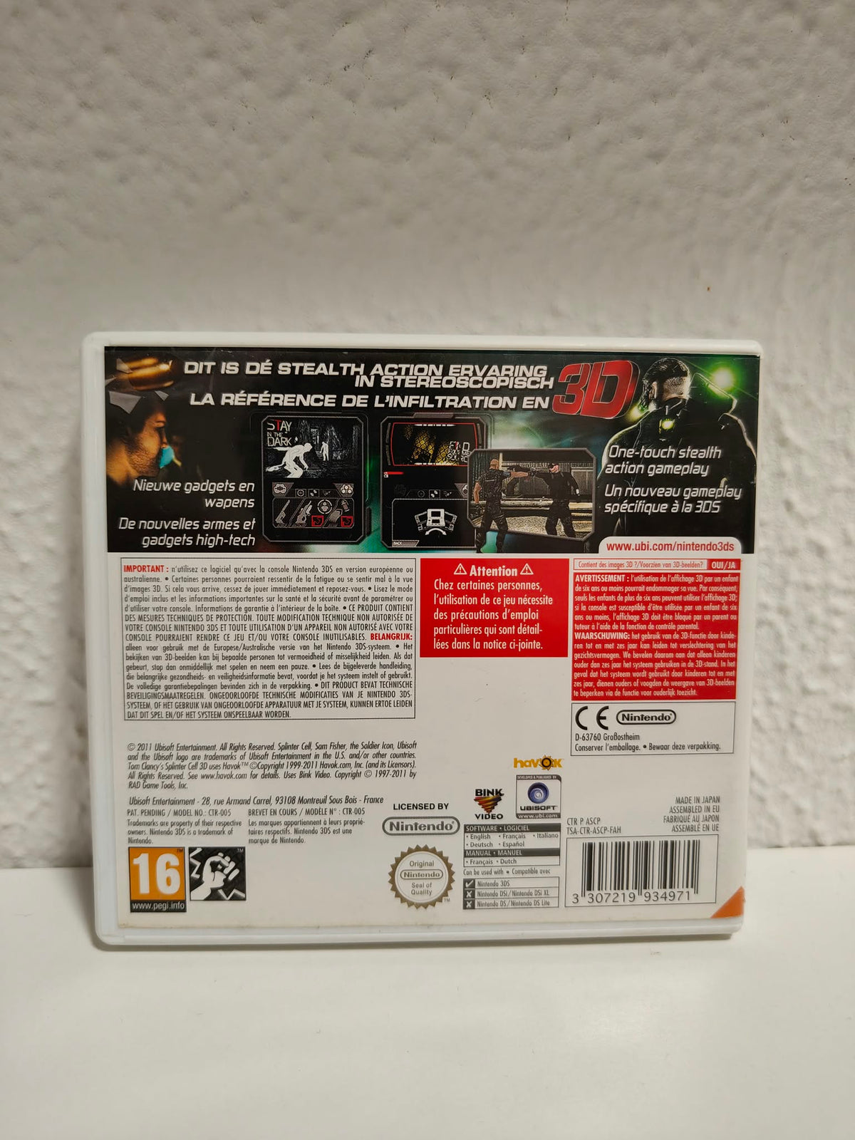 Splinter Cell 3D Nintendo 3DS completo PAL FR/GER - Estado cuidado