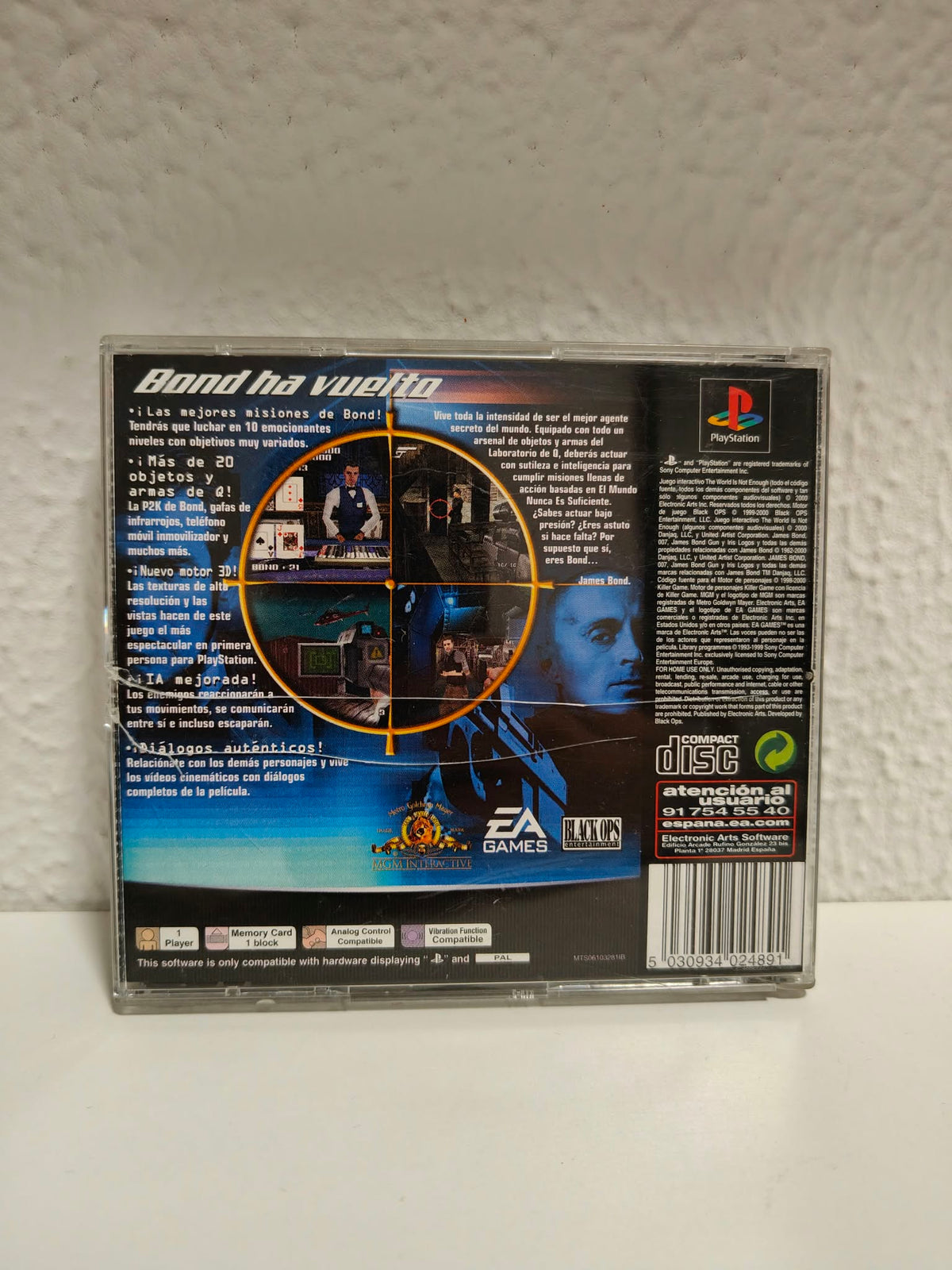 007: El Mundo Nunca Es Suficiente PlayStation 1 juego + caja PAL ESP - Estado básico