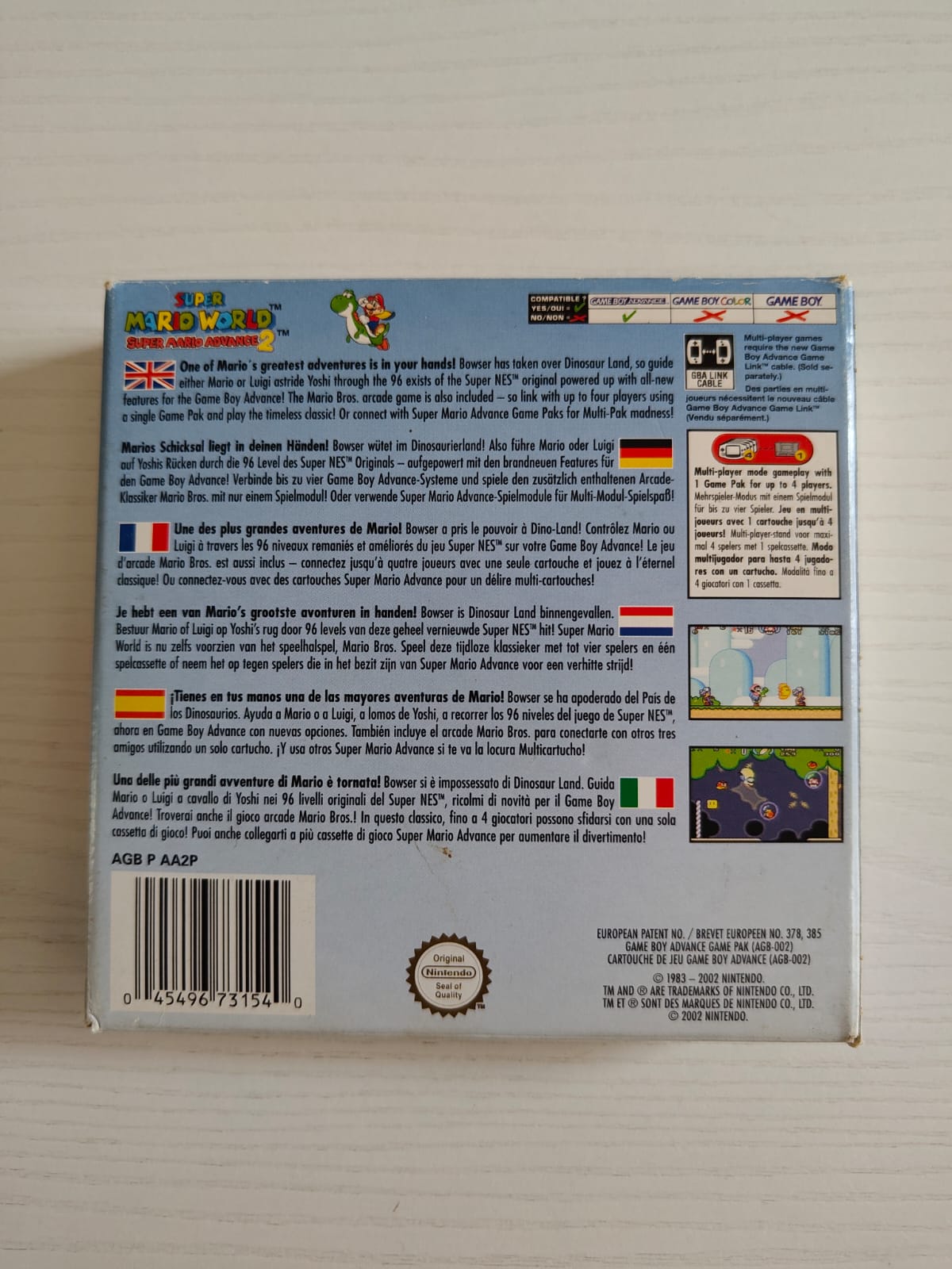 Super Mario World Super Mario Advance 2 Game Boy Advance completo sin cartón interior PAL ESP - Estado cuidado