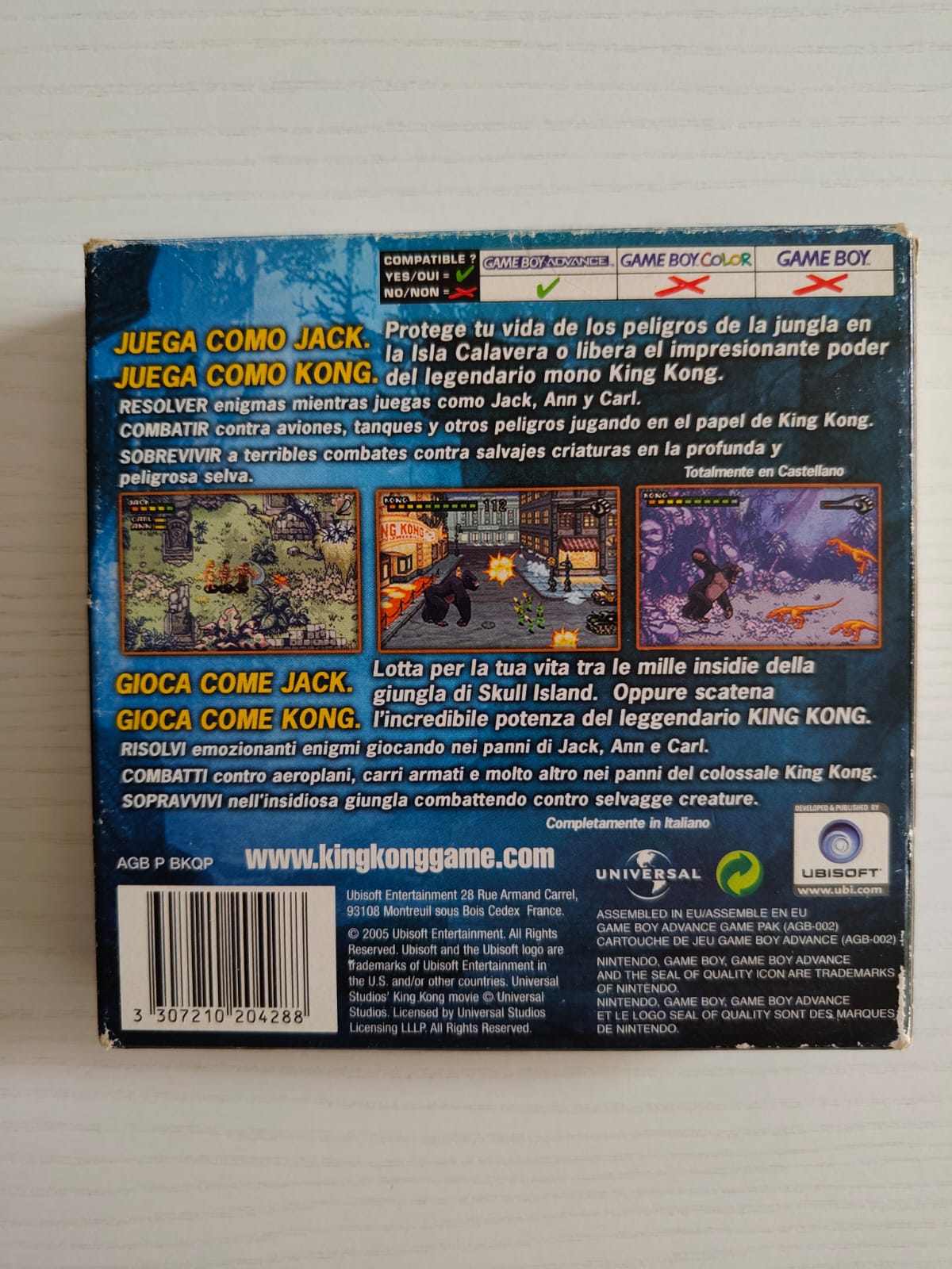 King Kong Game Boy Advance completo sin cartón interior PAL EUR - Estado básico