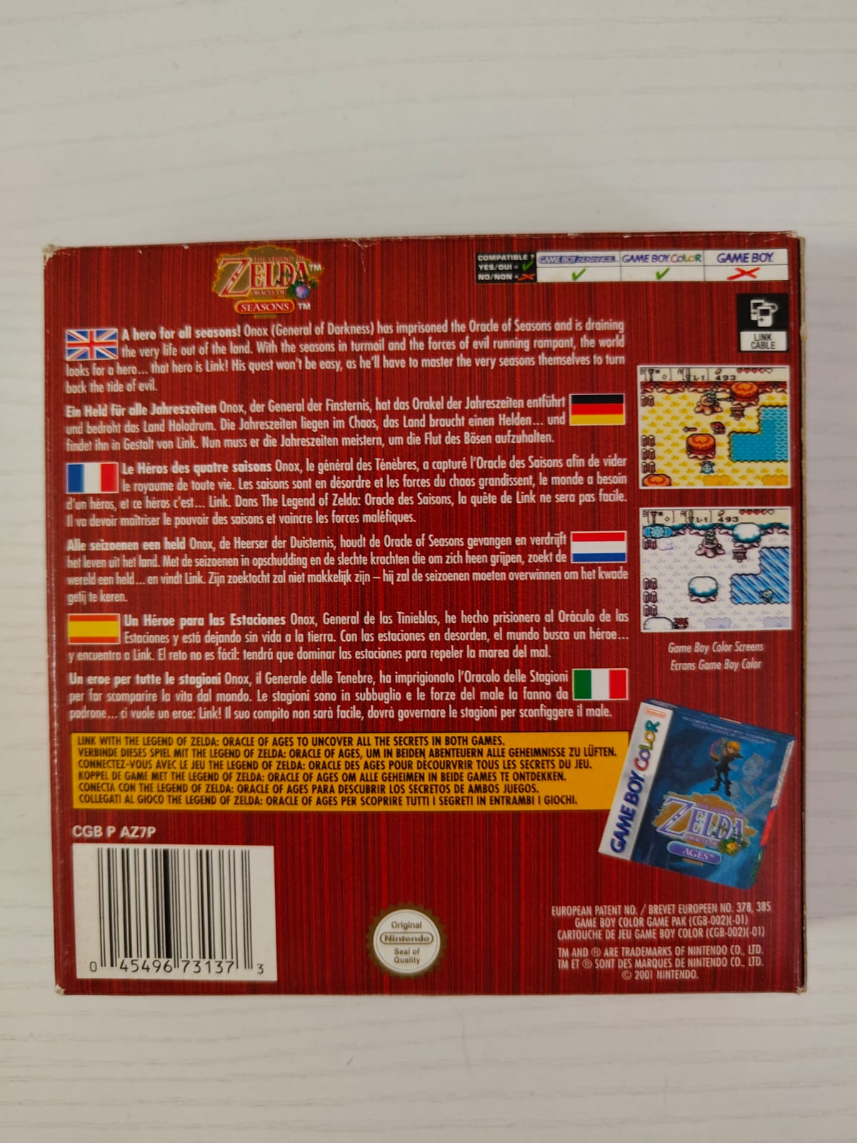 The Legend of Zelda Oracle of Seasons Game Boy Color completo PAL EUR - Estado cuidado