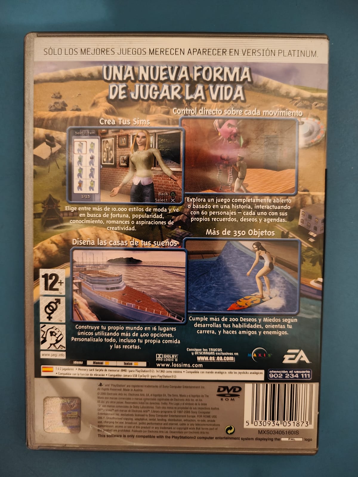 Los Sims 2 Platinum PlayStation 2 juego + caja PAL ESP - Estado cuidado