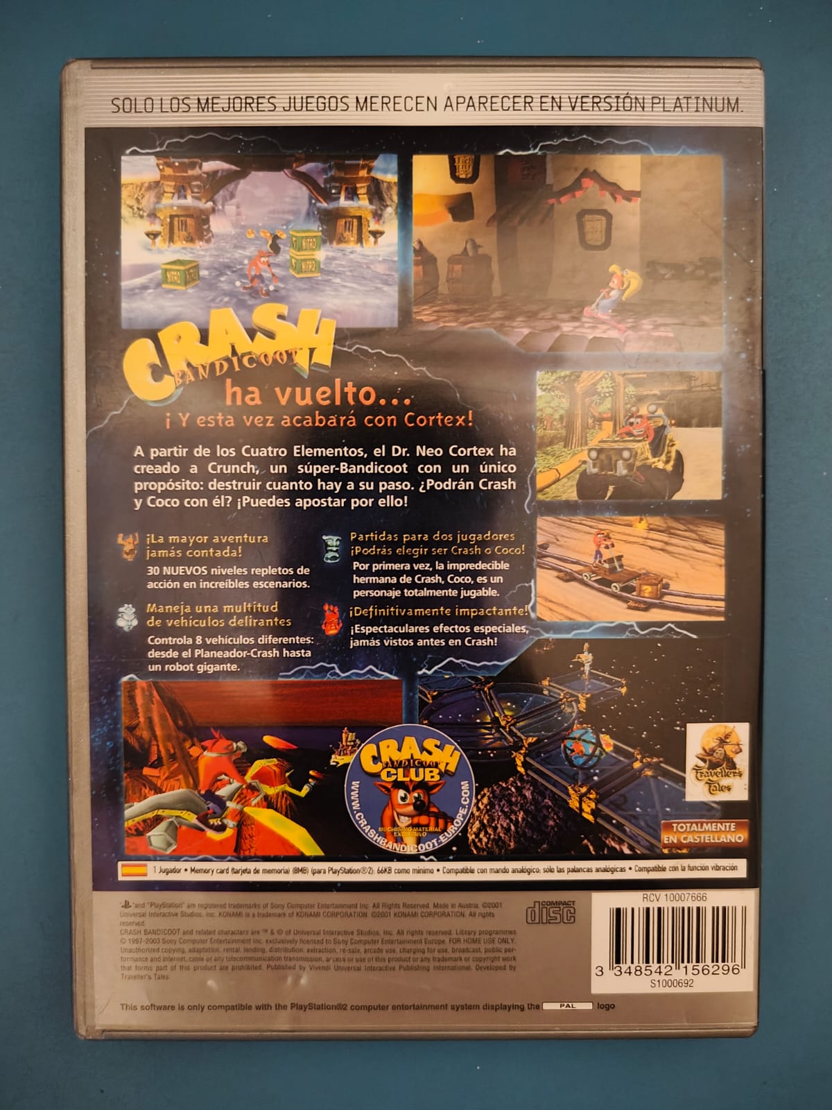 Crash Bandicoot: La Venganza de Cortex Platinum PlayStation 2 completo PAL ESP - Estado cuidado