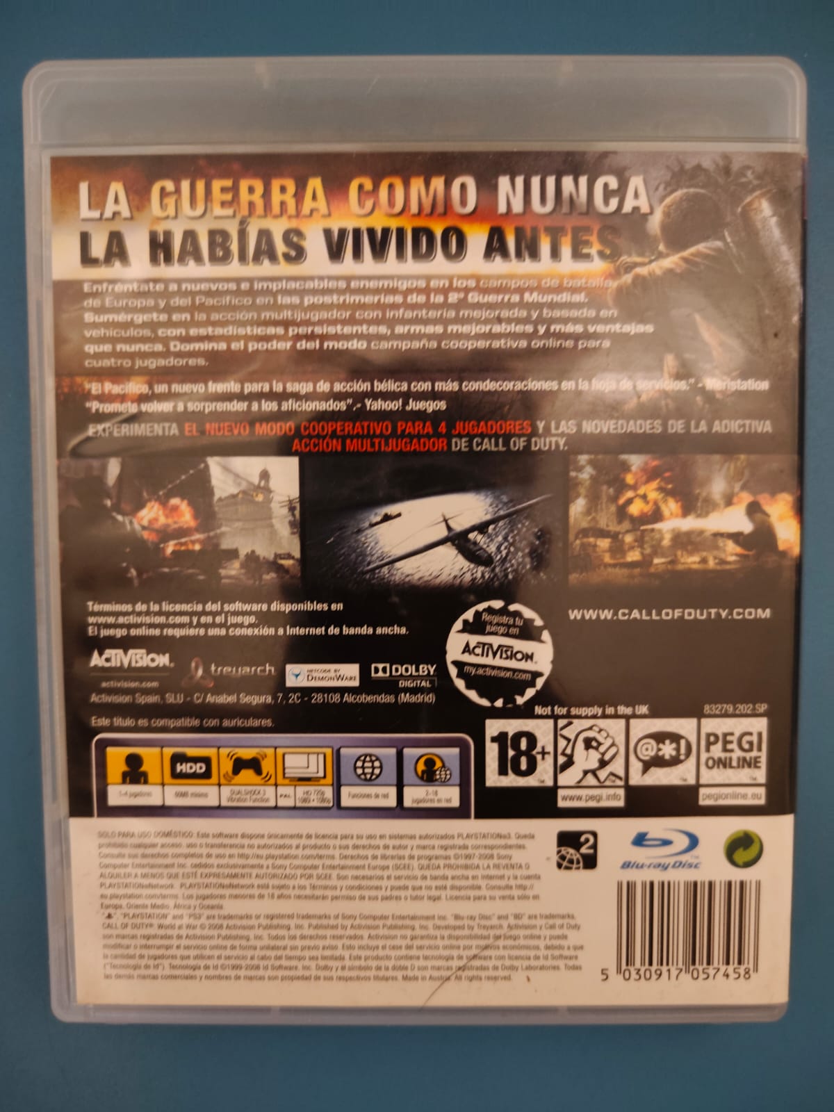 Call of Duty: World at War PlayStation 3 completo PAL ESP - Estado excelente