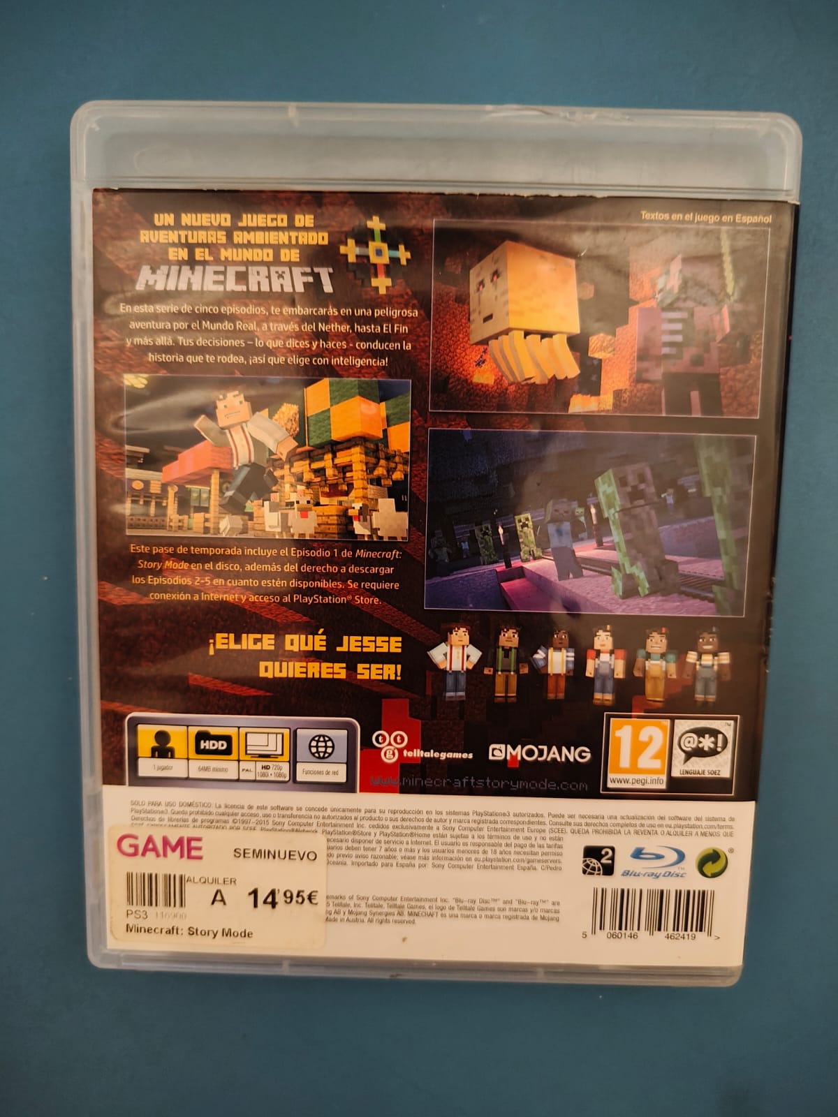 Minecraft Story Mode PlayStation 3 juego + caja PAL ESP - Estado básico