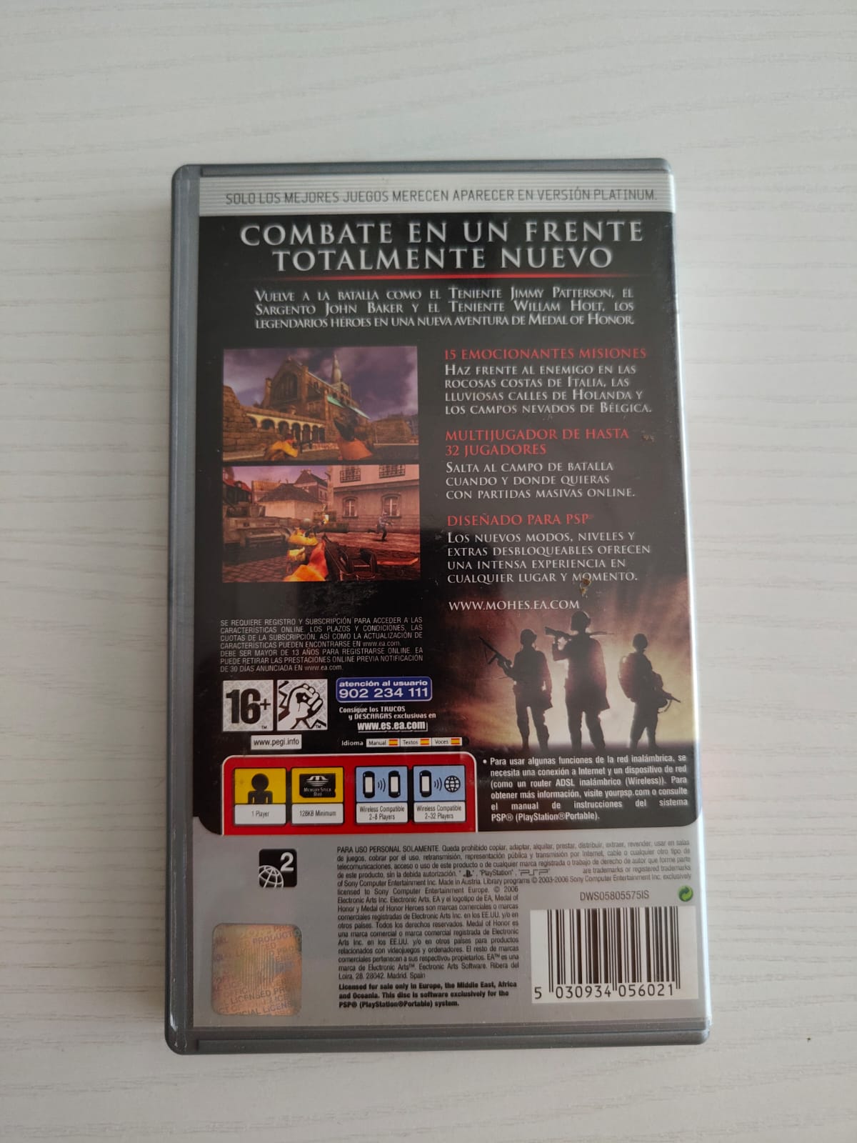 Medal of Honor: Heroes Platinum PlayStation Portable completo PAL ESP - Estado cuidado