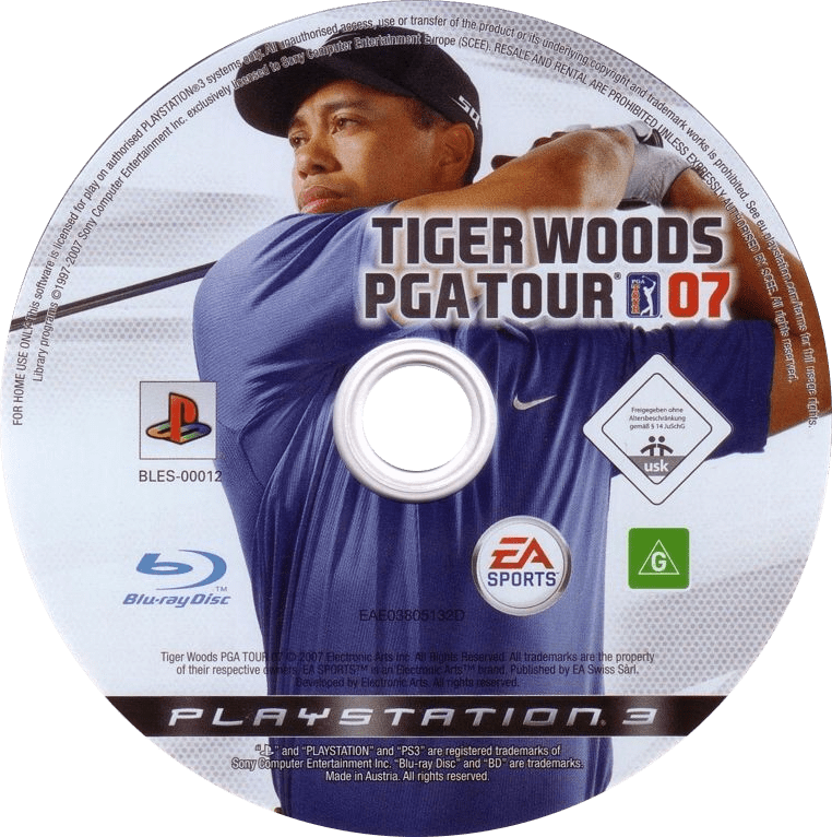 Tiger Woods PGA Tour 07 PlayStation 3 solo CD PAL EUR - Estado básico