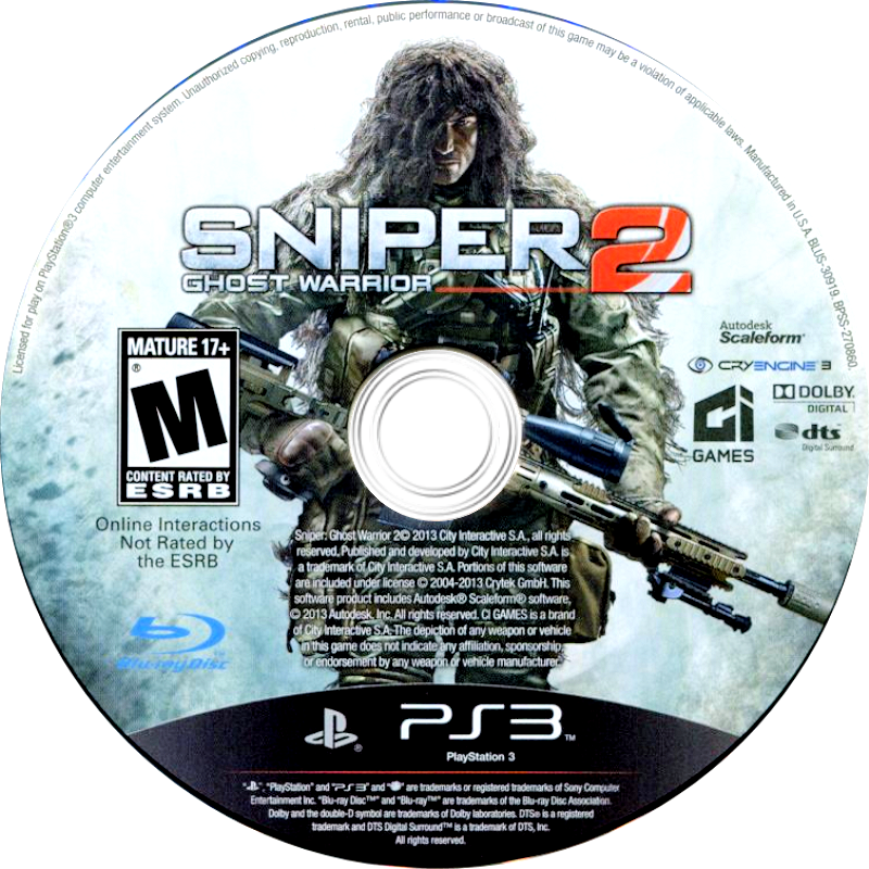 Sniper 2 Ghost Warrior PlayStation 3 solo CD PAL EUR - Estado básico