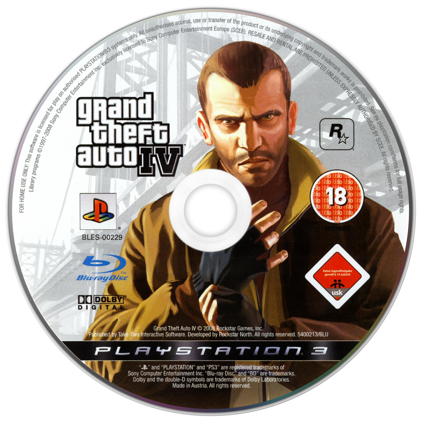 GTA 4 PlayStation 3 solo CD PAL EUR - Estado básico