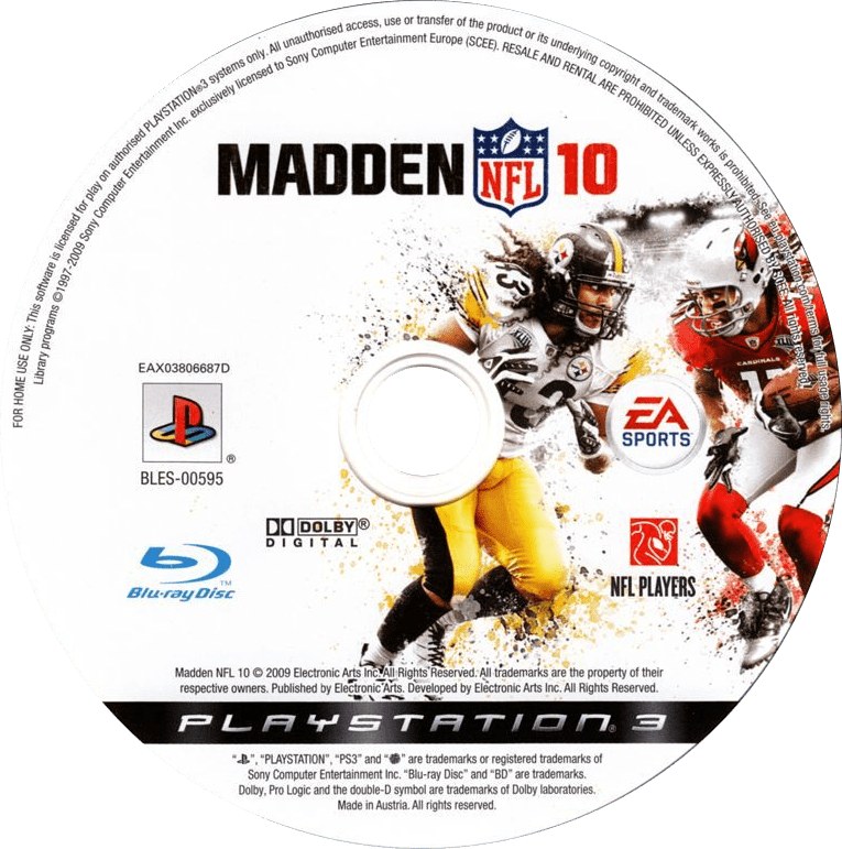 Madden 10 PlayStation 3 solo CD PAL EUR - Estado básico