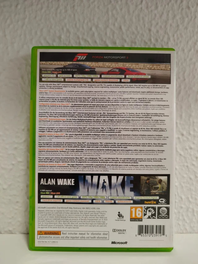 Forza Motorsport 3 + Alan Wake Double Pack Xbox 360 completo PAL ESP - Estado coleccionista