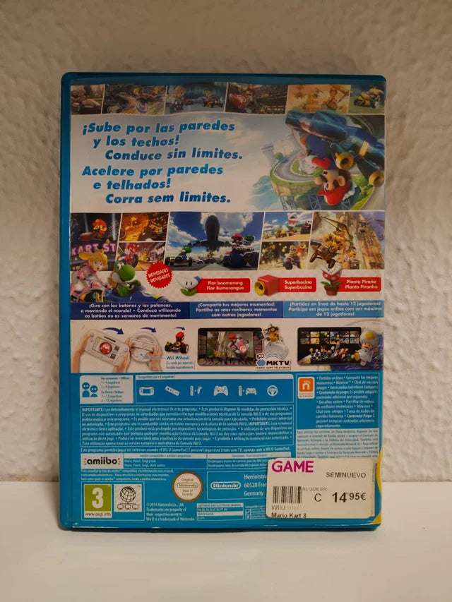 Mario Kart 8 Nintendo Wii U juego + caja + inserts PAL ESP - Estado cuidado